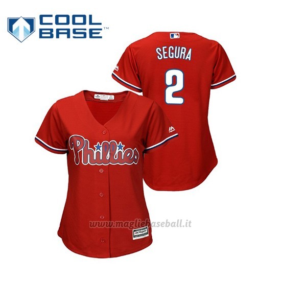 Maglia Baseball Donna Philadelphia Phillies Jean Segura Cool Base Majestic Alternato Rojo